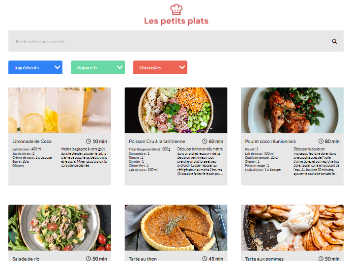 Page Les petits plats